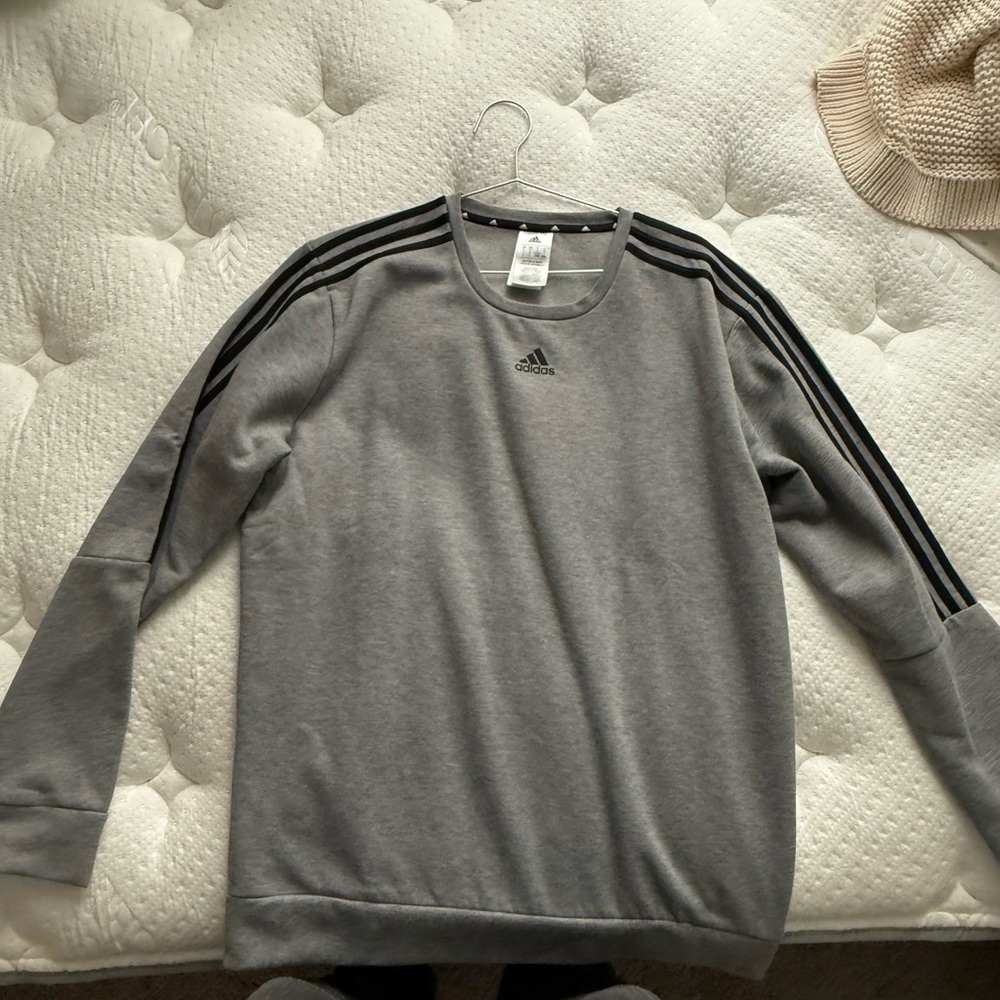 Adidas Heather Gray Crewneck with Black Accents